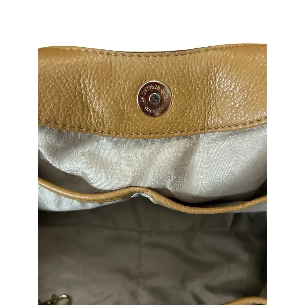 Michael Kors Tan Pebbled Leather Shoulder Hobo Bag Large Purse Tassel